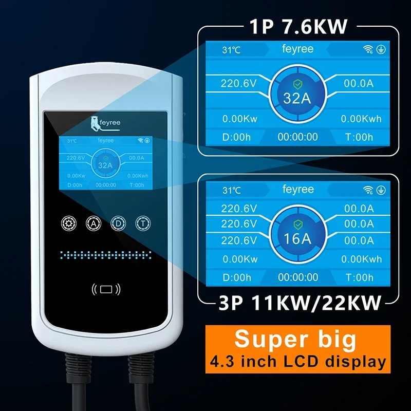Feyree Type2 EV Charger 32A 7. - огляд і ціна Ev Charger Type 2 22Kw 32A 3 Phase